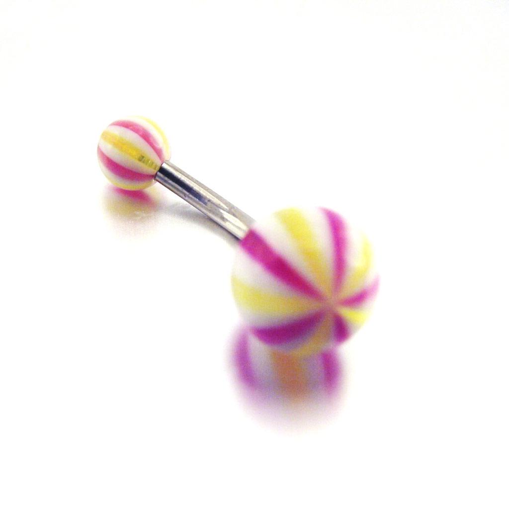 Les Trésors De Lily [E6728] - Body Piercing Ball 'Tecno' Yellow Pink