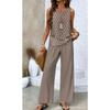 Women Sleeveless Double Layer Vest and Pants Set, Casual Solid Two Piece Outfit, Fashion Daily Matching Suit