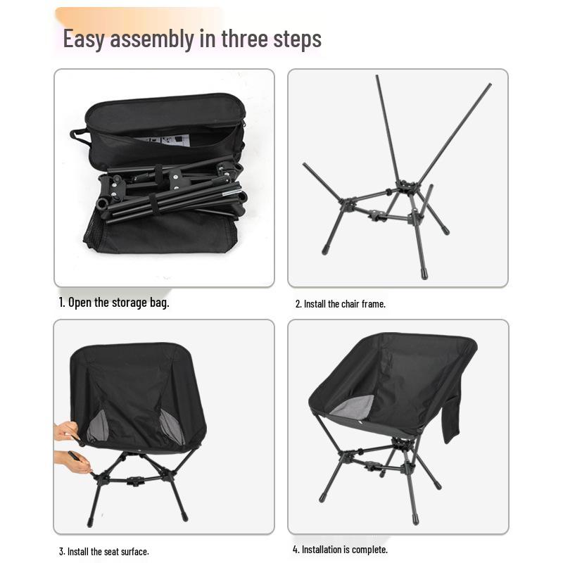 Portable Outdoor Folding Chair: Versatile for Camping, Beach, and Fishing, Lightweight and Adjustable in Height