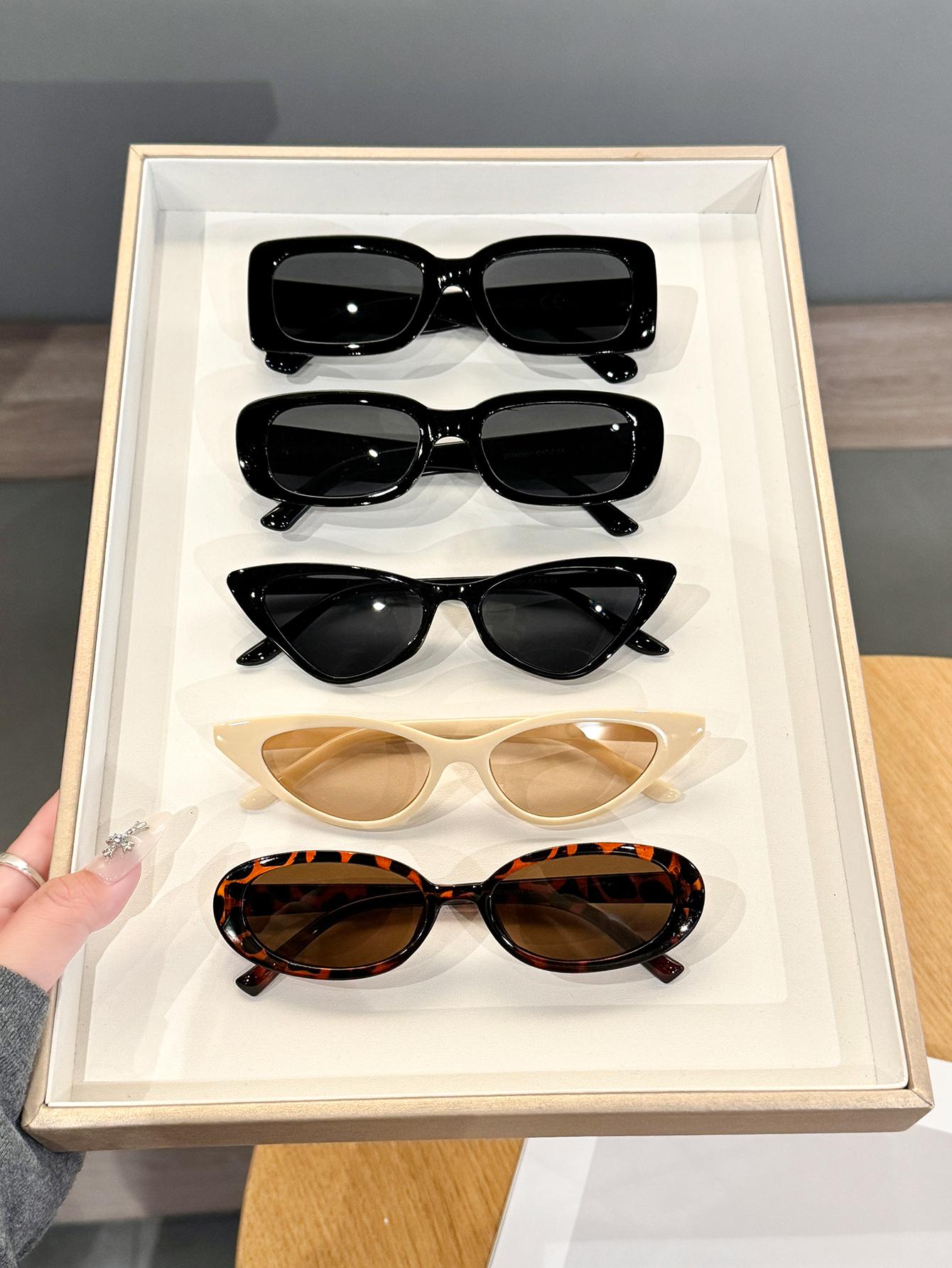 Each Set Includes 5 Pairs of Cat-Eye Sunglasses for Women, Cute and Slim Cat-Eye Glasses, Retro Narrow Cat-Eye Sunglasses Set