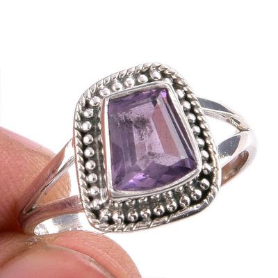 Natural Pink Amethyst Gemstone Handmade 925 Solid Silver Jewelry Ring S.9 d4F79