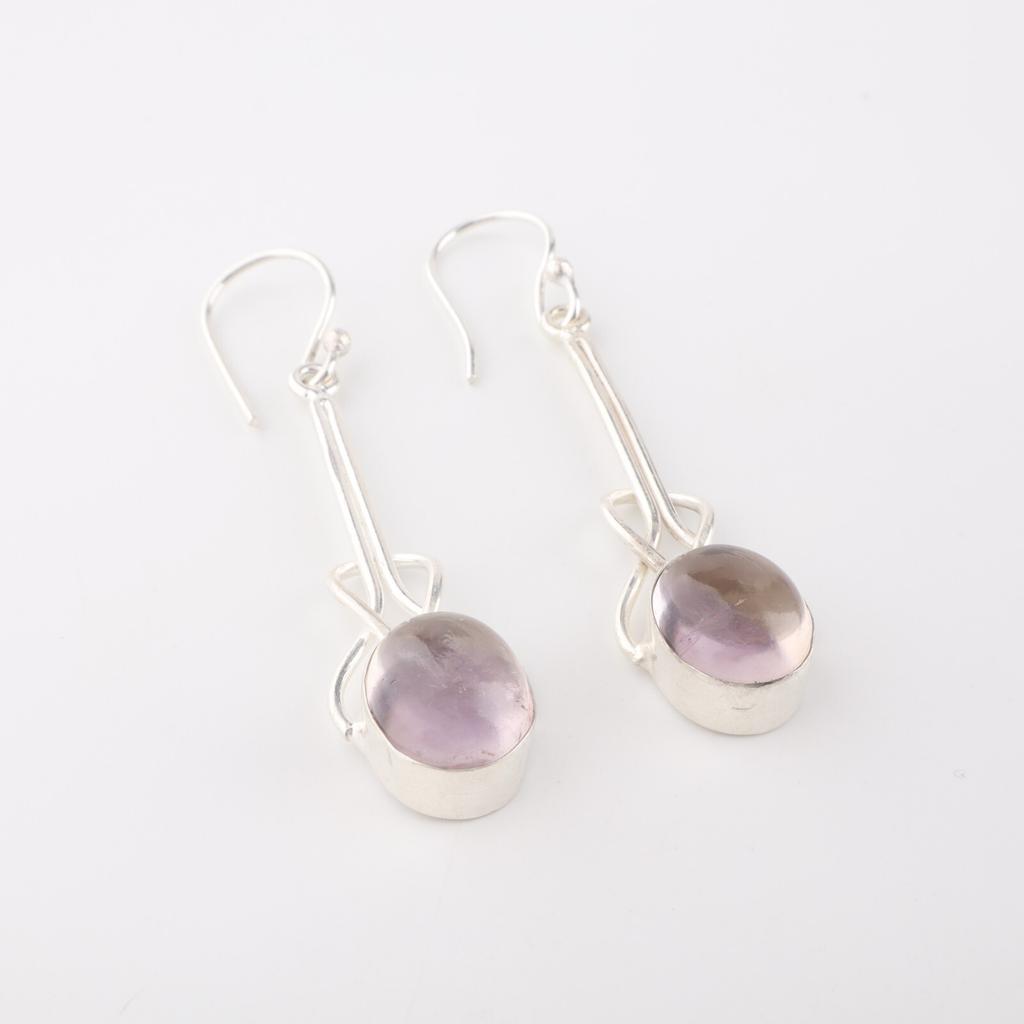 Ametrine Gemstone 925 Sterling Silver Jewelry Handmade Earrings 1.76" For Gift EE-171-29