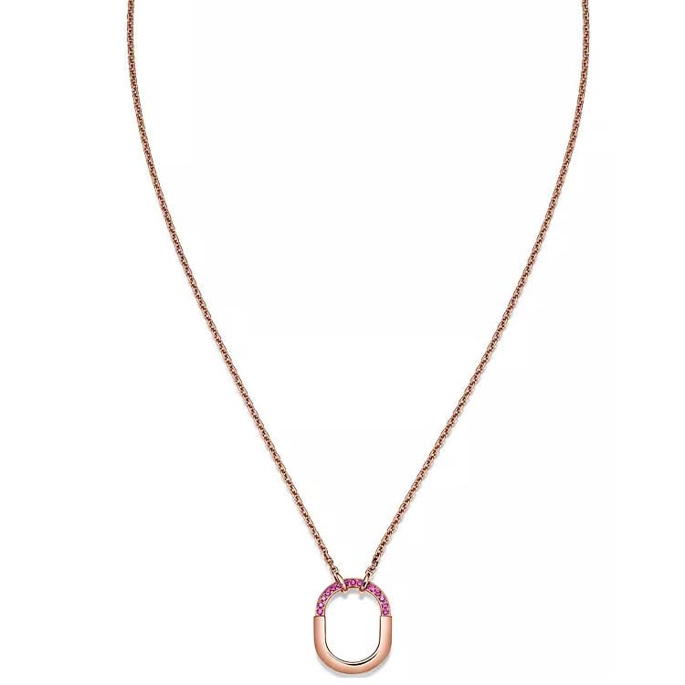 TIFFANY & CO. Lock Sapphire Necklaces Women's Rose Gold 75013825