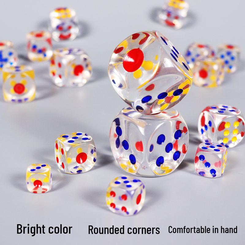 30mm Large Transparent Crystal Dice with Colored Pips for KTV, Bar, or Mahjong