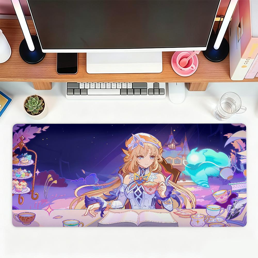 Anime Nicole Mauspads Groß Rutschfest Gaming Schreibtischmatte Laptop Tastaturablage Büro PC Genshin Impact Gummi Schwarz