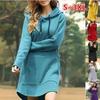 Fall Winter New Arrivals Women's Loose Fit Solid Color Pocket Long Sleeve Hoodie Dress