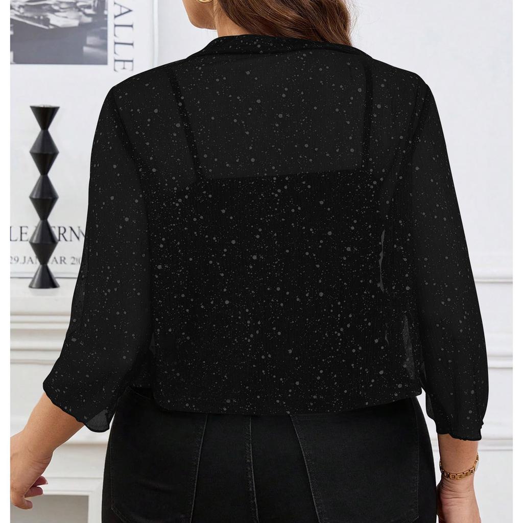 Fashionable Women's High-elastic Mesh Three-quarter Sleeve Sun Cardigan Shirt Jacket