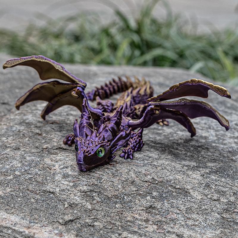 1Pcs 3D Printing Flying Dragon Wing Handicraft Ornaments Figurine Art Deco Resin Dragon Sculpture Tabletop Animal Theme Decor