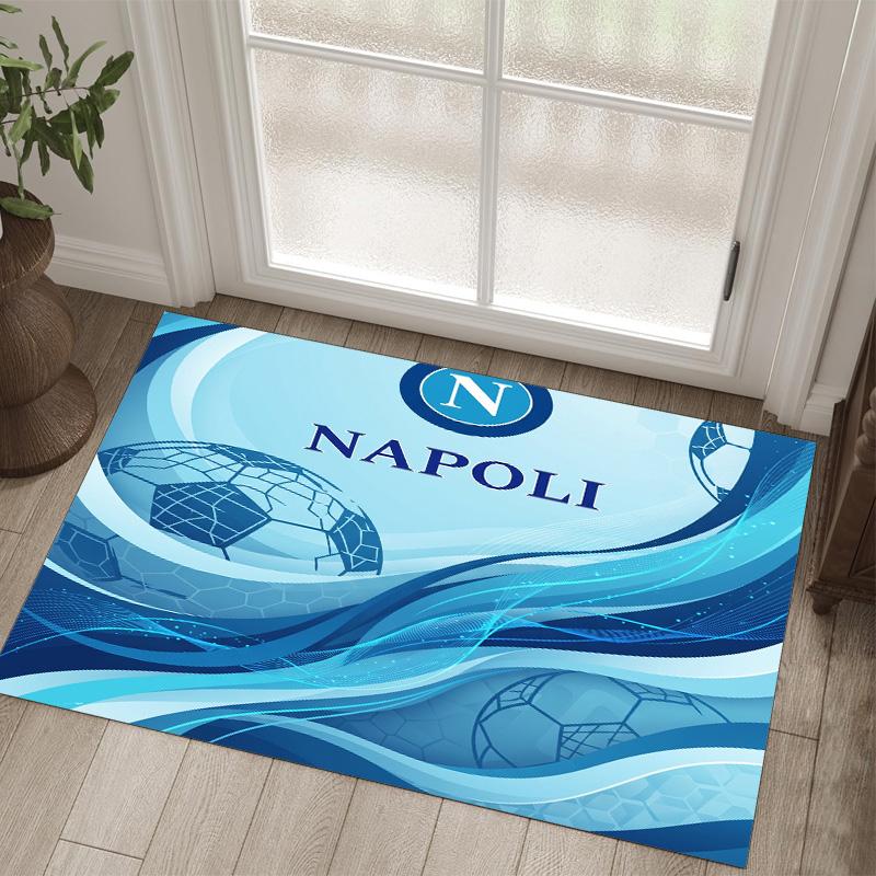 Napoli FC Design Crystal Velvet Carpet Cozy Non?Slip Printed Rug For Bedroom Living Room Entrance