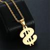 Hip Hop Iced Out Bling Dollar Sign Pendant Gold Color Stainless Steel Rapper Money Necklace For Men Women Hippie Jewelry Gift