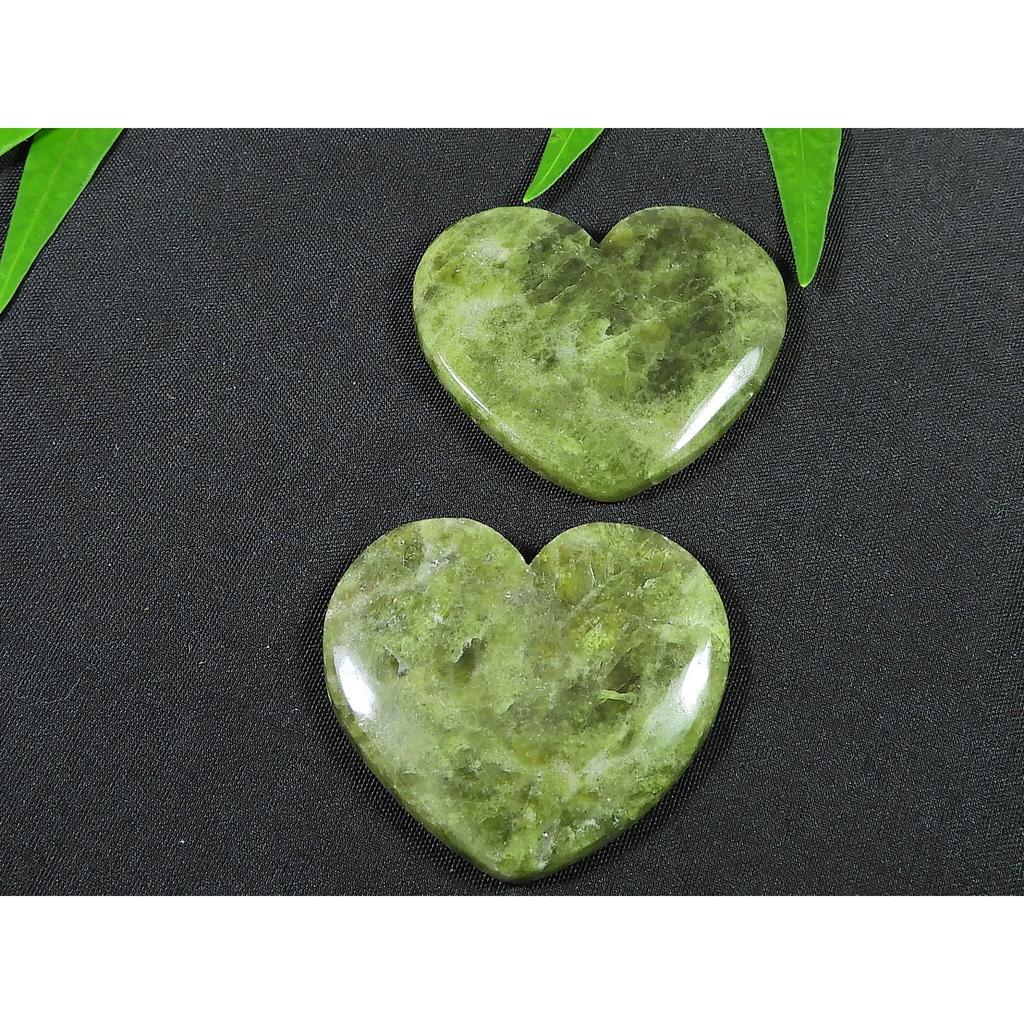 33-34MM Vessonite?Heart 2 Pcs Healing Heart Cabochon loose Gemstone 98Cts. SK-4125