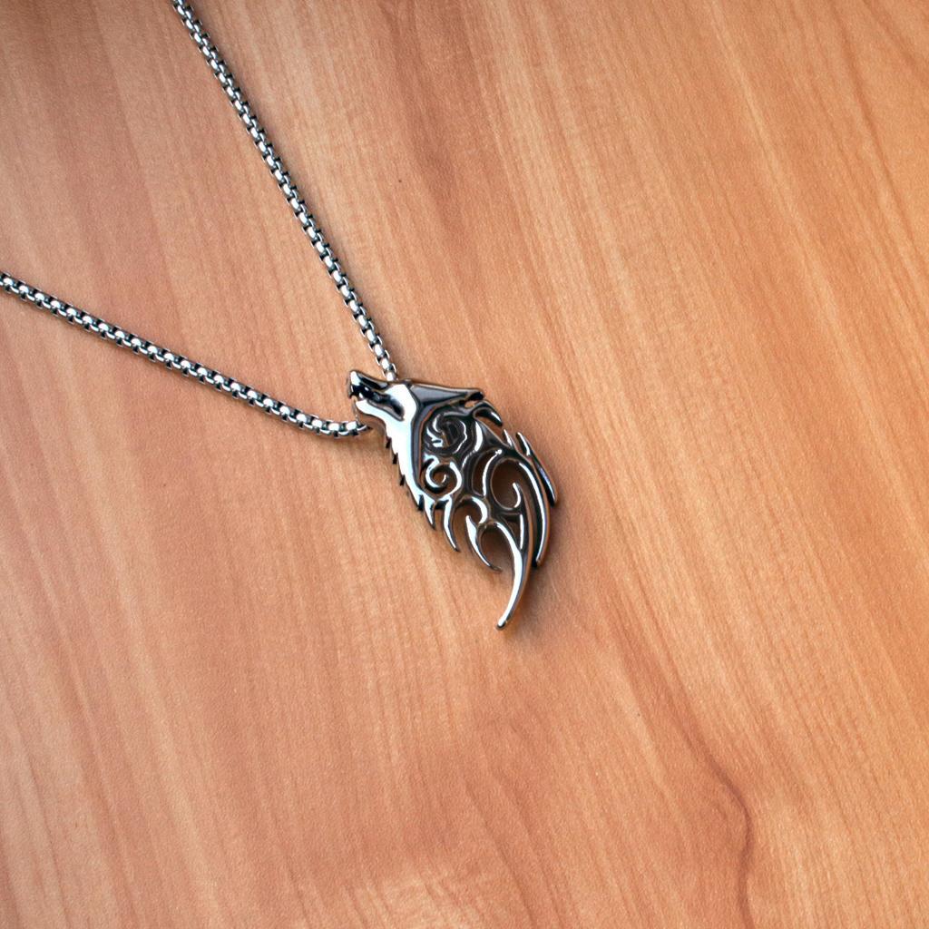 Vintage Nordic Pendant Creative Wolf Head Titanium Steel Necklace Personalized Titanium Steel Jewelry