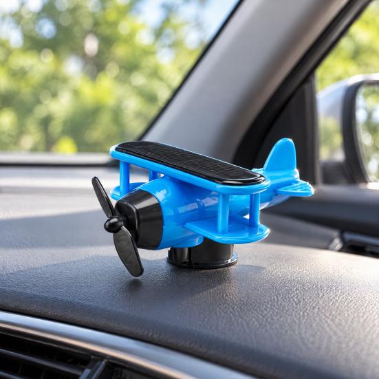 Vehicle Dashboard Decorations Solar Energy Rotating Plane, Creative Car Ornament Air Freshener Holder with Light Sensor, Unique Automotive Interior