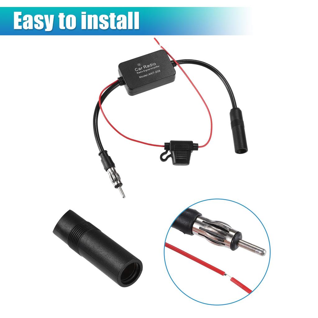 uxcell FM Antenna Amplifier Universal Car Radio Antenna Amplifier Signal Booster for Car Radio