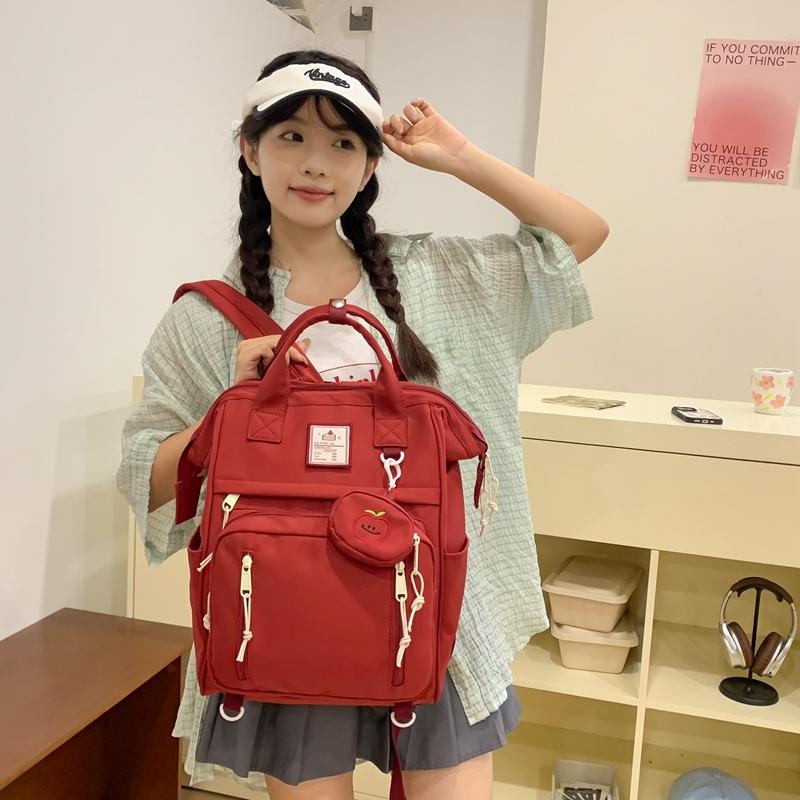 Solid Color Student School Bag Girls Backpack Student Travel Backpack