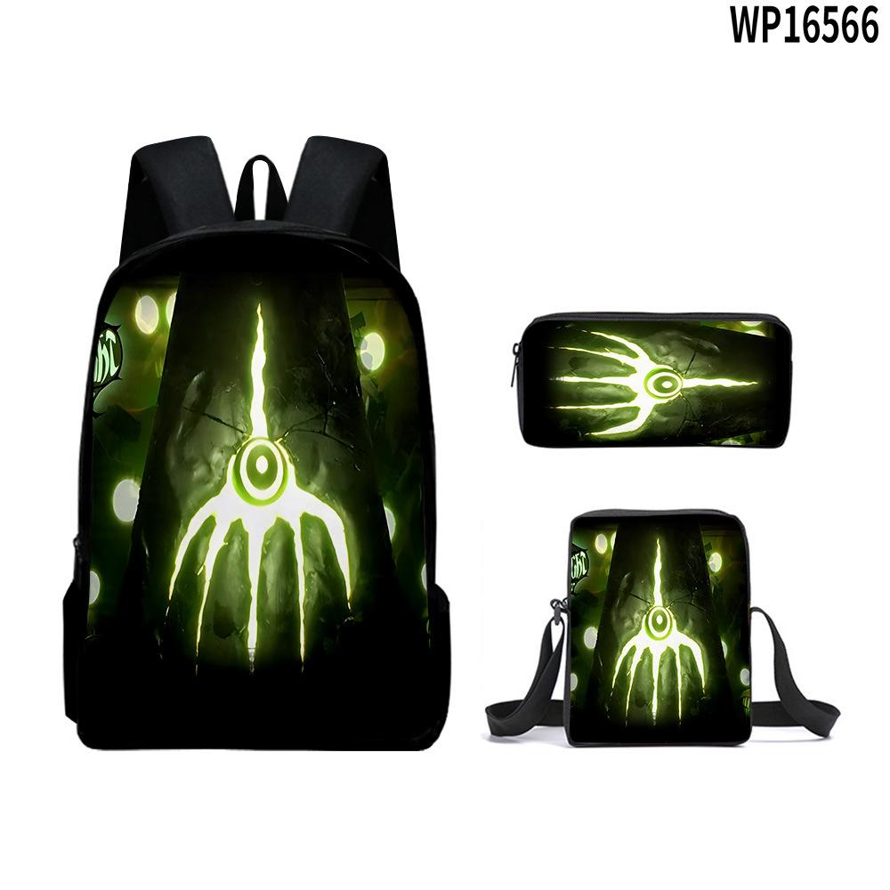 3Pcs Set Book Bags Kids Bags 3D New Gas Lamp Area The Gaslight District Backpack Student Backpack Crossbody Bag Pen Bag