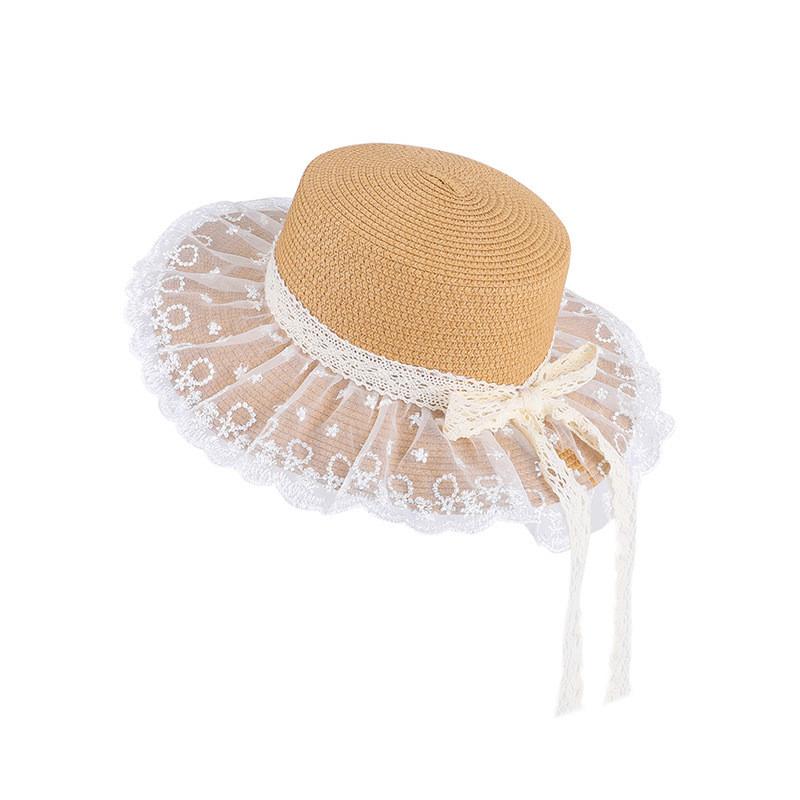 Summer Straw Hat With Large Brim And Bow For Beach And Vacation Sun Protection