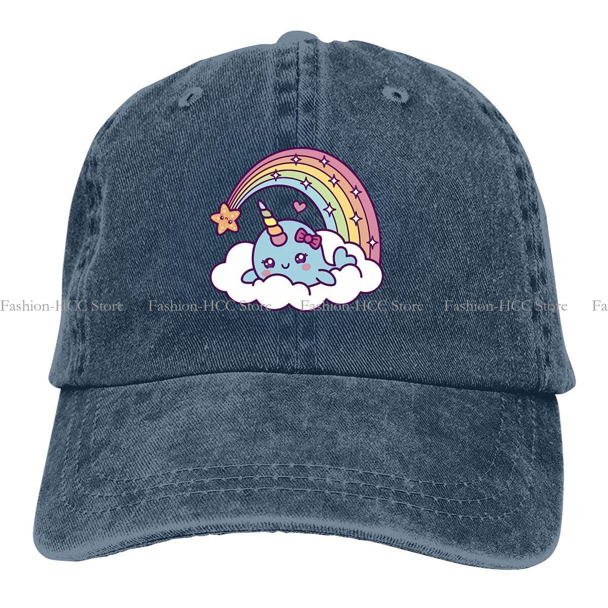 

Unicorn Girl Dreams On Cloud With Rainbow Baseball Cap Men Hats Women Visor Protection Snapback Narwhal Caps One Size темно-синього кольору
