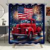 Patriotic Truck Shower Curtain - Vibrant Pickup, Red Chrome, American Flag,  Classic Americana, Water-Resistant Polyester