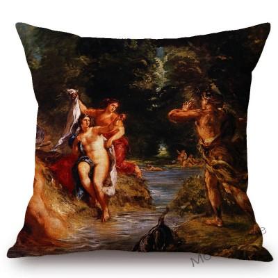 French Painter Eugene Delacroix Liberty Guiding The People Famous Oil Painting Home Decorative Pillow Case Sofa Cushion Cover