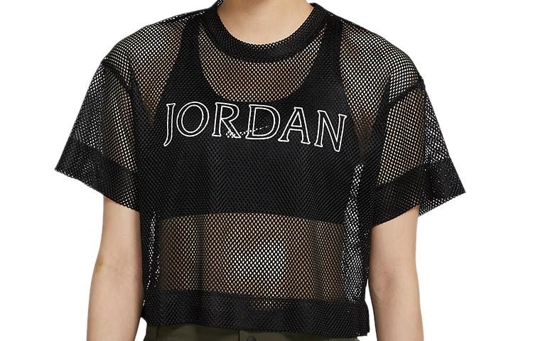 Jordan Crop Tops Women s Black Crew Neck Moderate CZ1892-010 L
