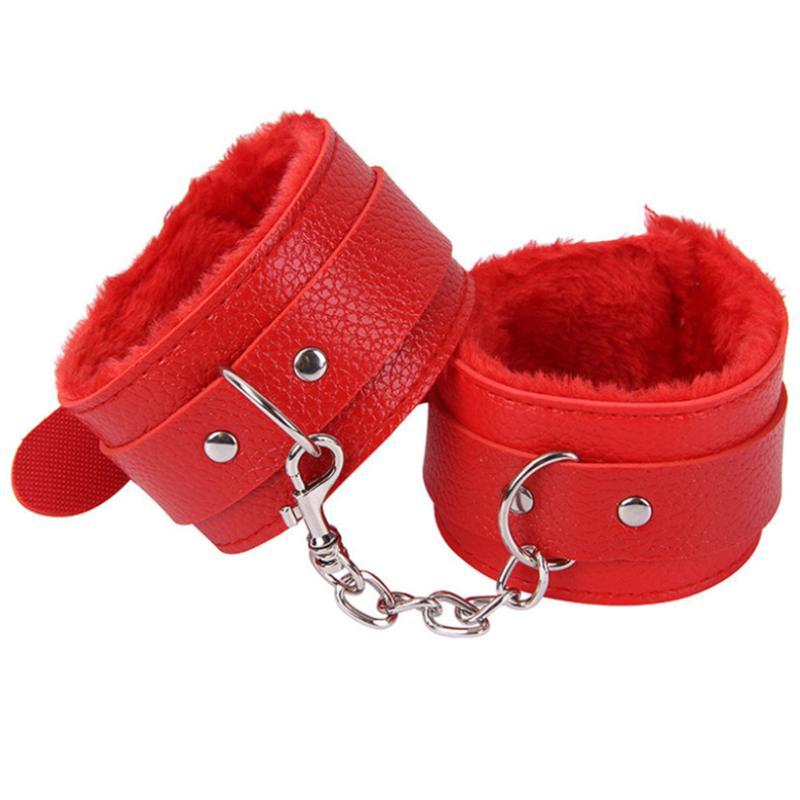 Nylon Color Wrist Cuffs Soft Plush Lining Adjustable Metal Buckle For Couples Bedroom Play