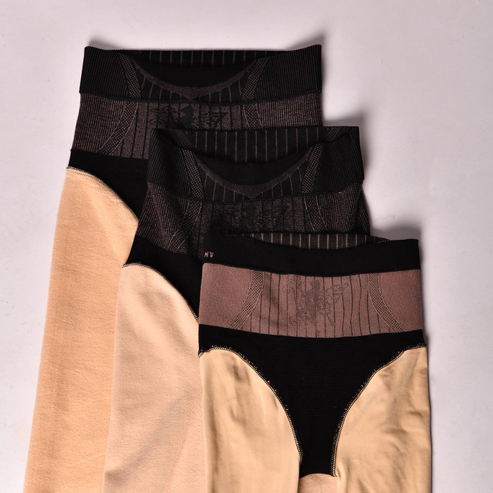High-Waisted Black Hip-Lifting Velvet Stockings with Floral Design - Autumn/Winter