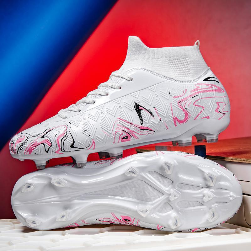 High-top football shoes for boys and girls, adult ag long nails, youth artificial grass competition training shoes