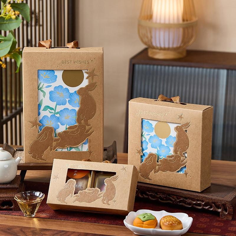 5pcs Mooncake Packaging Box Mid-Autumn Festival Mooncake Packing Material Square Moon Cake Tray Moon Festival Gift Container Box