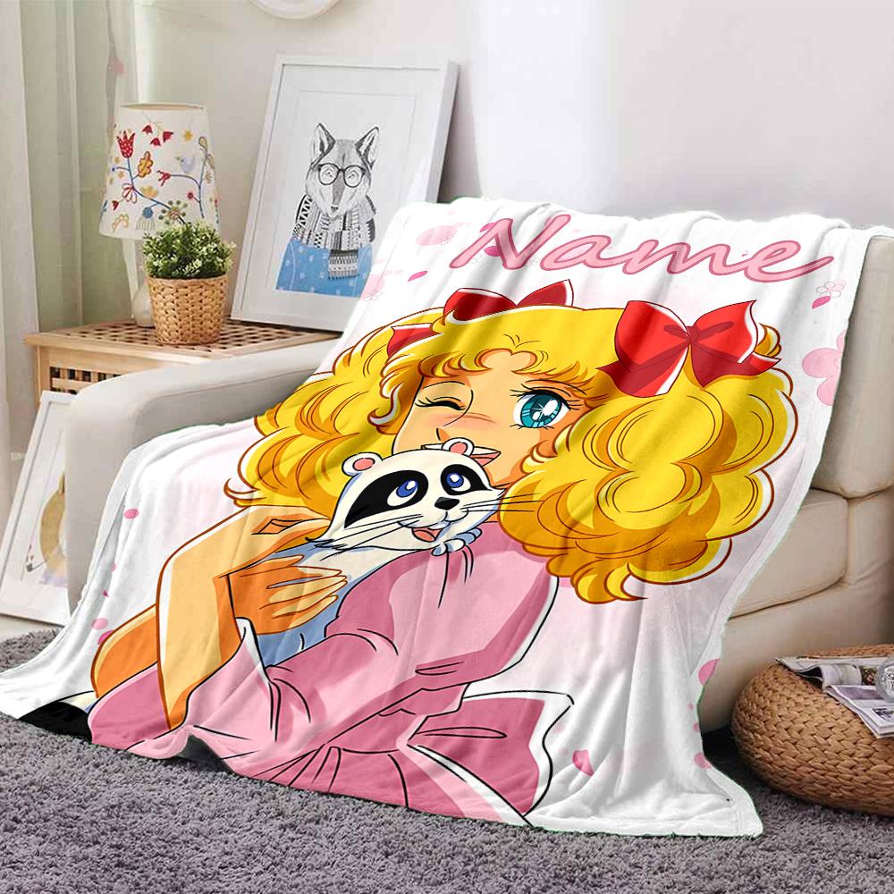 Customiz Name Personality Candy Candy (2) Blanket Soft &Warm Sofa Office Bed Travel Lunch Break Blanket, Gift Suitable for All Seasons