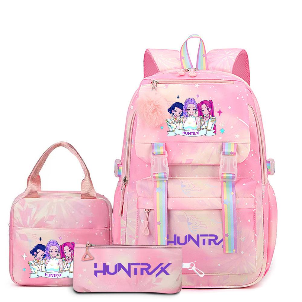 3 Peças/conjunto Mochila Fofa Estampada de Anime Kpop Bolsa de Viagem de Grande Capacidade para Adolescente Menina Menino Mochila Escolar Presente para Criança Rucksack