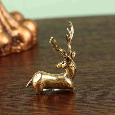 1 Adet Retro Pirinç Noel Elk Minyatür Heykelcik Festival Dekorasyon Aksesuarları Mini Geyik Heykeli Masaüstü Süsleme Dekorları