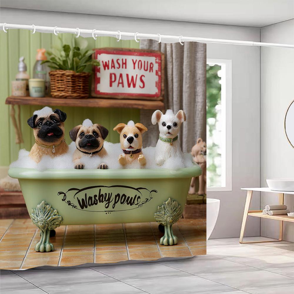 highland cattle Christmas Shower Curtain, Snowflake, Cute, Winter Bathroom Decorative Christmas Shower Curtain, with Hooks