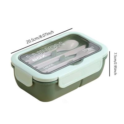 1pc-Large Capacity Bento Box - Portable Lunch Container with Fork and Spoon for Office, School, Outdoor - Durable, Easy To Clean