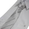 Formal Tie Pocket Square Set by MICHIKO Made in Silk Silver S1 for Weddings & LONDON, Japan, Tie, Stripe,
