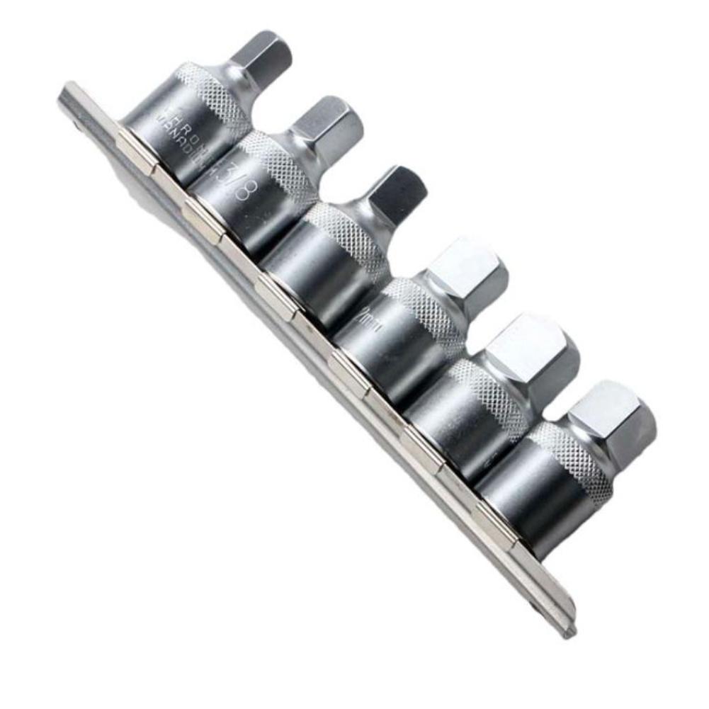 Square Drive 1/2 Inch Base Oil Sump Drainplug Key Socket Set 6 Piece for Transmission Maintenance 8 10 12 14mm 3/8 Steel