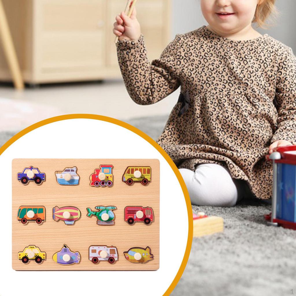 Holz Steckpuzzle Bildung Lernspielzeug Kognitive Farberkennung Form Zuordnungsbrett