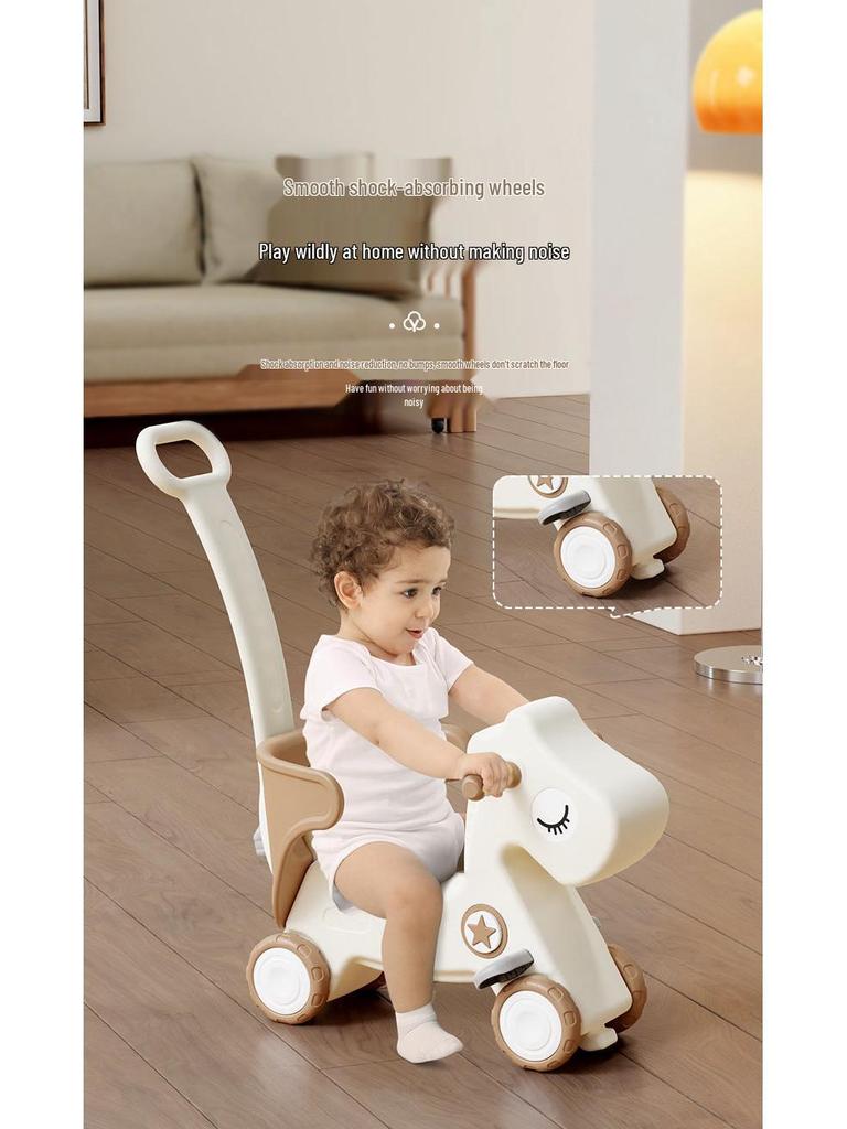 Happy Tree Dual-Use Wooden Rocking Horse & Slider for Infants & Toddlers with Free Shipping