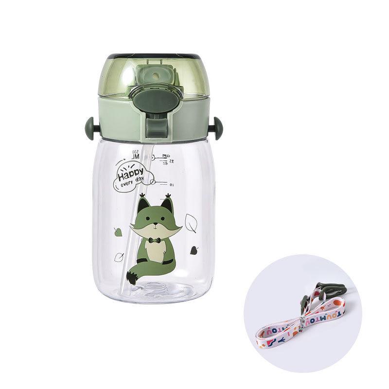 Water bottle strictly selected popular children's water cup cute cartoon new plastic cup wholesale water cup simple strap straw cup