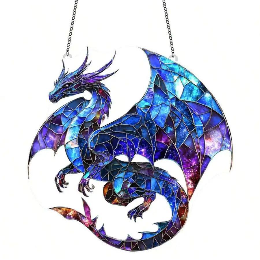 1 piece of charming blue dragon acrylic window hanging decoration, suitable for home, office, outdoor decoration, garden