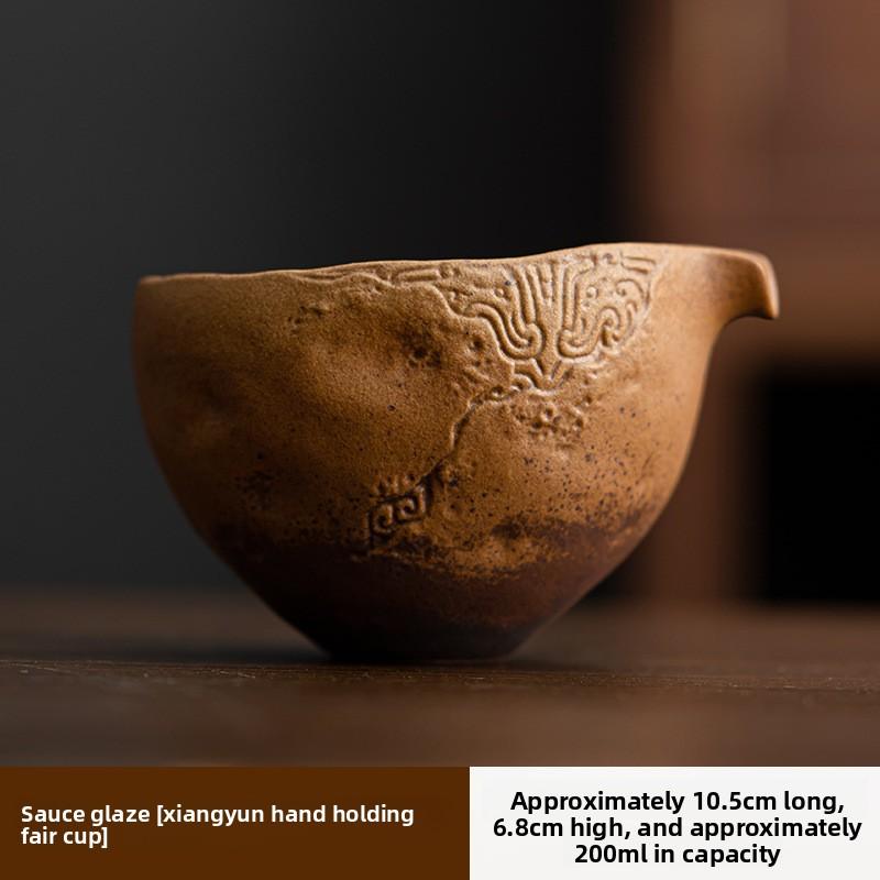 Sauce glaze coarse pottery fair cup, retro ceramic tea dispenser, Japanese kung fu tea set, tea sea tea ceremony accessories