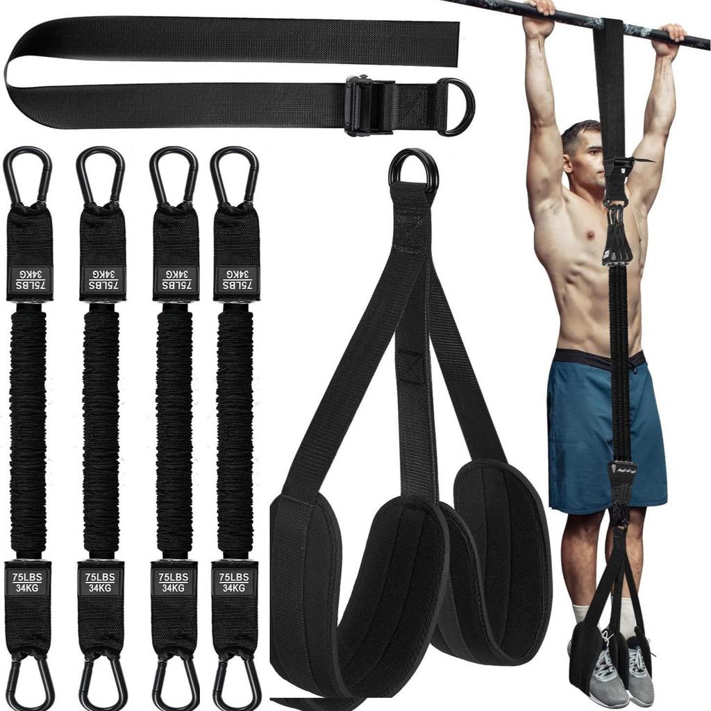 Adjustable Pull-Up Bar & Resistance Bands for Men's Chest Workout