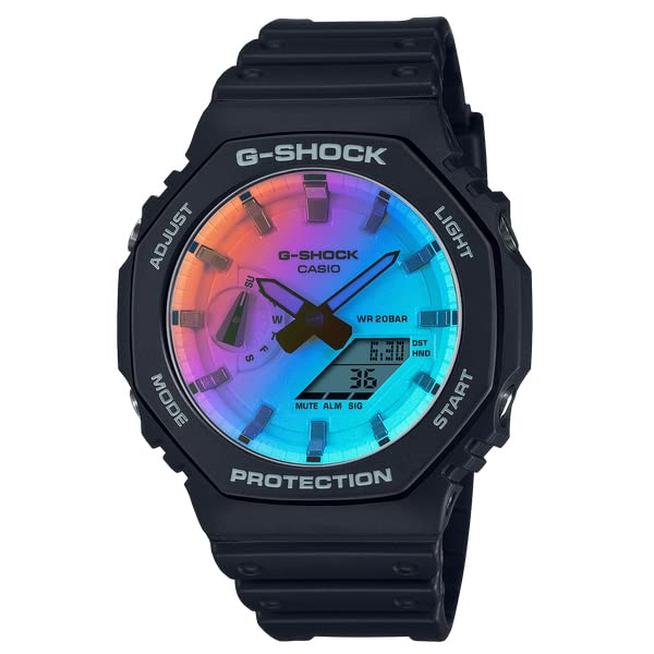 

Casio Limited Edition Iridescent Watch in Black and Rainbow Imported from Overseas G-Shock Analog-Digi (GA-2100SR-1A) - [Used] чорний