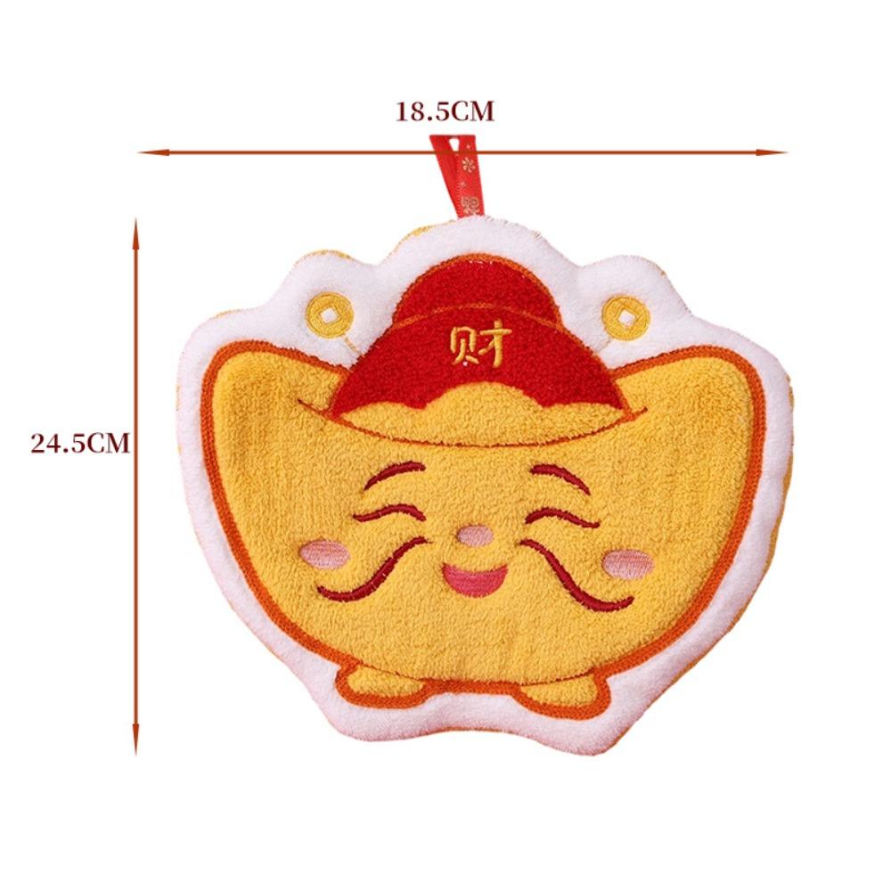 New Coral Velvet New Year Hand Towel Thickened Good Luck Handkerchief Hanging Absorb Water Bathroom Kerchief Home Decoration