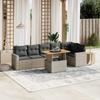 7 Piece Grey Garden Sofa Set with Cushions Poly Rattan