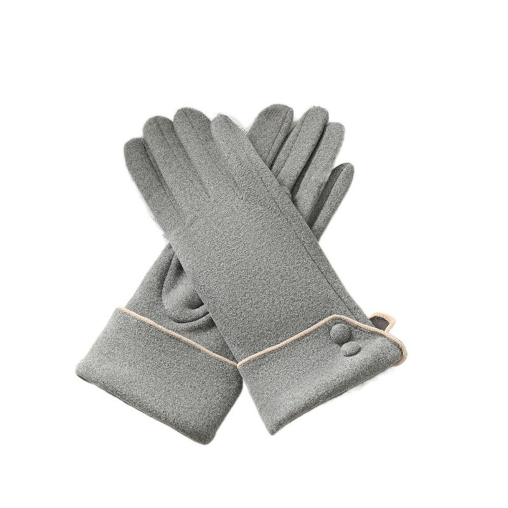 Full Finger Women Suede Gloves Plush Winter Mittens Vintage  Gloves  Sports