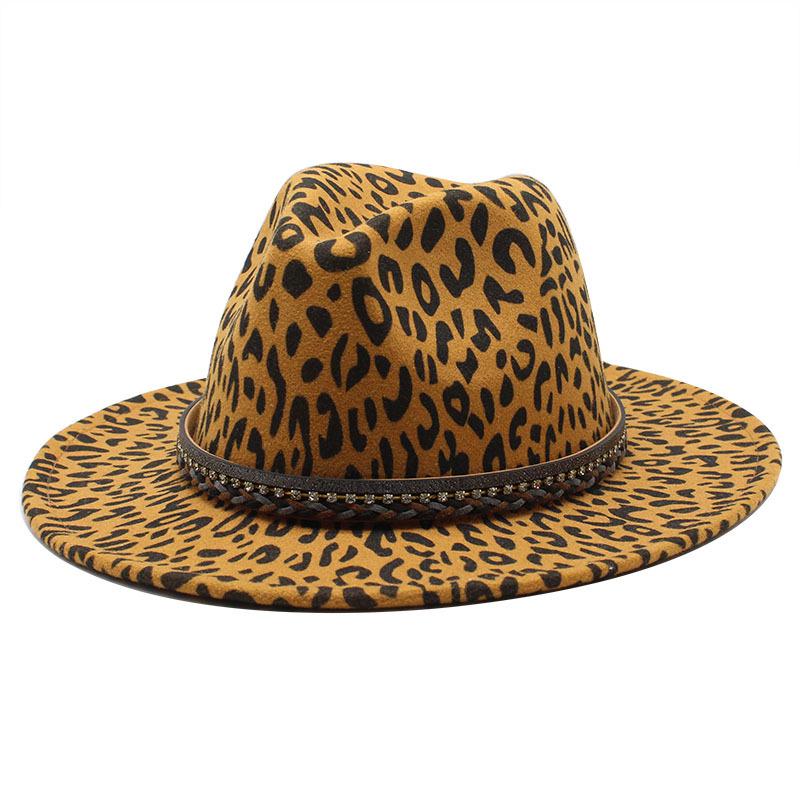 Leopard Woolen Top Hat Jazz Hat