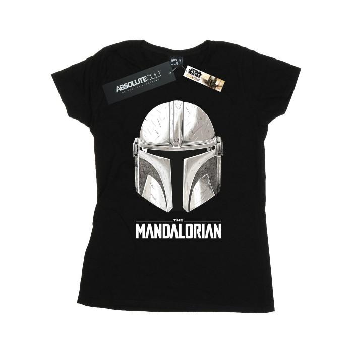 STAR WARS Womens/Ladies The Mandalorian Helmet Logo Cotton T-Shirt