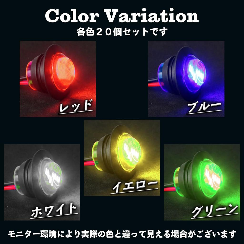 HTharros Set of Round LED Side Marker for and Buses 20-Piece 3-LED Lamps, Red, 12V/24V, Trucks, Trailers,