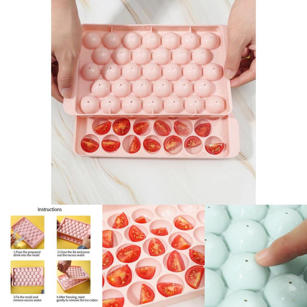 Convenient Round Ice Tray With Lid Non-stick Plastic Mold For Perfect Ice Shapes